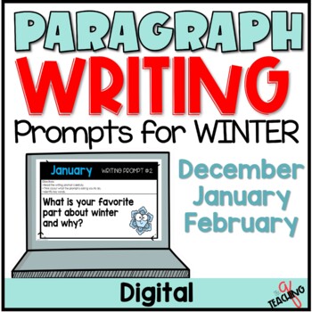 Preview of Digital Winter Paragraph Writing Prompts 2nd 3rd Grade