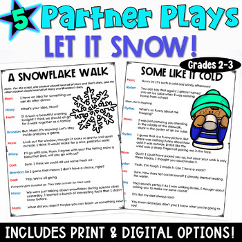 Preview of Winter Partner Plays: 5 Fun Scripts with a Comprehension Check Worksheet 2nd 3rd