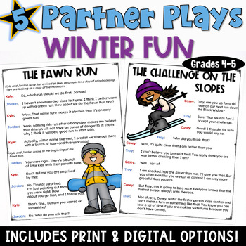 Preview of Winter Partner Plays: 5 Fun Scripts with a Comprehension Check Worksheet 4th 5th