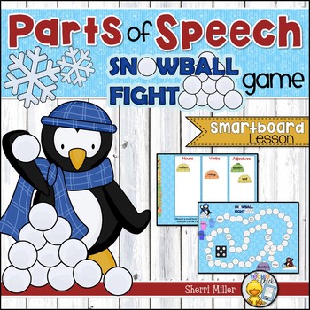 Preview of Winter Parts of Speech Grammar Smartboard Game - Nouns Verbs Adjectives