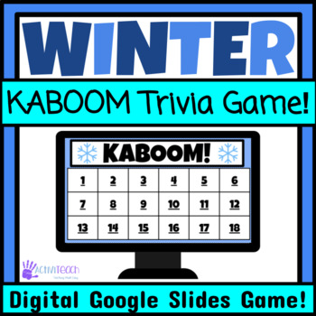 Preview of Winter Party Game | Winter KABOOM Trivia Google Slides Game Elementary & SPED