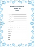 Winter Party Parent Sign Up Page
