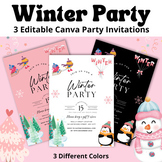 Winter Party | Pink Winter Party Invitation | Editable Win