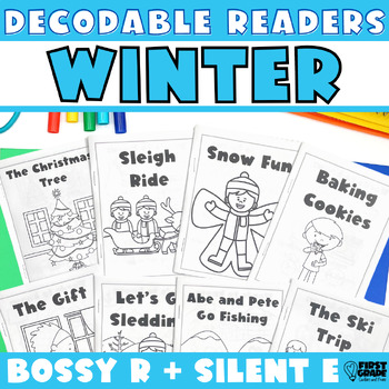 Preview of Winter Decodable Readers Passages Silent E Bossy R - 1st Grade Christmas Reading