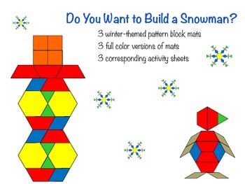 Winter Pattern Block Shapes Worksheets Teaching Resources Tpt