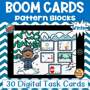 Preview of Winter Pattern Blocks BOOM Cards - Digital Task Cards