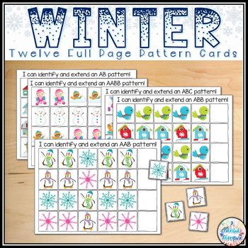 Preview of Winter Pattern Cards Math Centers Activities {Printable and Digital Resource}