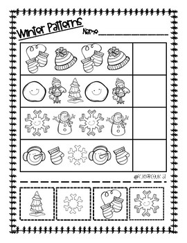 Winter Patterns Cut and Paste FREEBIE by KinderCounts1 | TpT