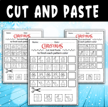 Winter Patterns Math Worksheets Cut and Glue Activities Snowman Center ...