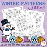 Winter Patterns Worksheets | Cut and Paste Math Stations A