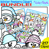 Winter Peekers Page Topper Clipart Clip Art Bundle Snowman