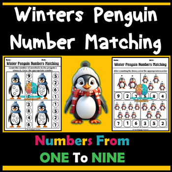 Preview of Winter Penguin Number Matching | Snowman Numbers Recognition Activity Preschool