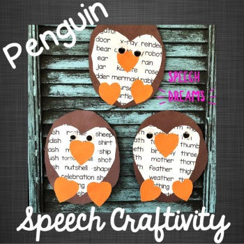 Preview of Winter Penguin Speech Therapy Word Art Craft