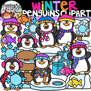 Preview of Winter Penguins Clipart {Winter Clipart}
