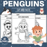 Winter Penguins Cut And Paste Coloring Pages - Fun Winter 