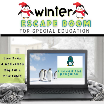 Preview of Winter | Penguins | Digital Escape Room Special Education | Sped | Life Skills