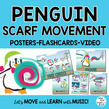 Preview of Winter  Penguins Scarf Activity Video, Brain Break, PE, Music, Preschool, Home