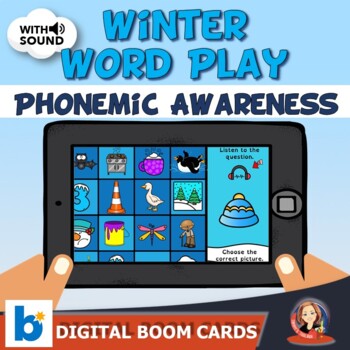Preview of Winter Phonemic Awareness Activities Boom Cards 