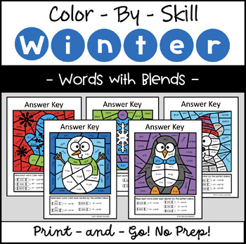 Preview of Winter Phonics Color by Code Blends