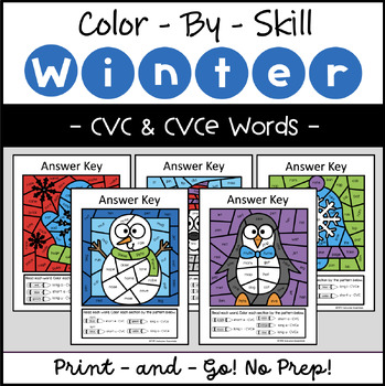 Preview of Winter Phonics Color by Code CVC & CVCe Words