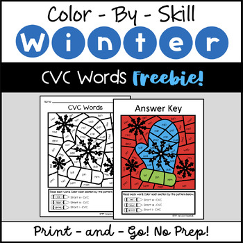 Preview of Winter Phonics Color by Code CVC FREEBIE