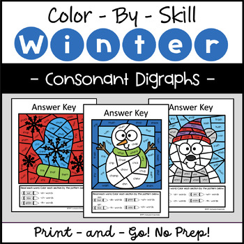 Preview of Winter Phonics Color by Code Consonant Digraph