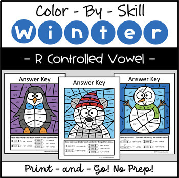 Preview of Winter Phonics Color by Code R-Controlled Vowel