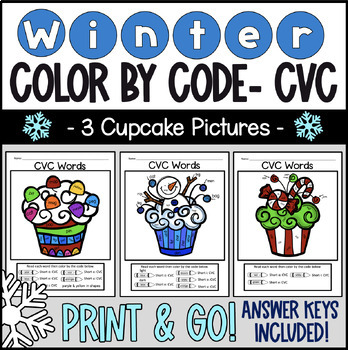 Preview of Winter Phonics Color by Code CVC
