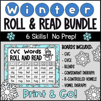 Preview of Winter Phonics Roll and Read BUNDLE