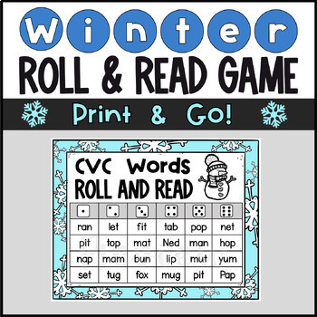 Preview of Winter Phonics Roll and Read Game CVC