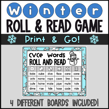Preview of Winter Phonics Roll and Read Game CVCe