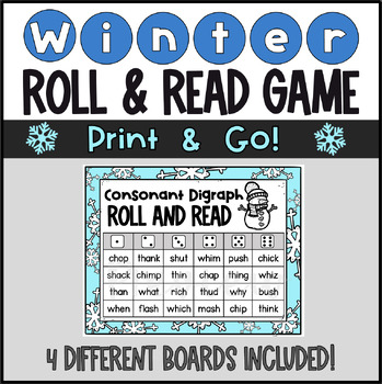 Preview of Winter Phonics Roll and Read Game Consonant Digraph