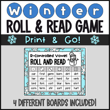 Preview of Winter Phonics Roll and Read Game R-Controlled Vowel