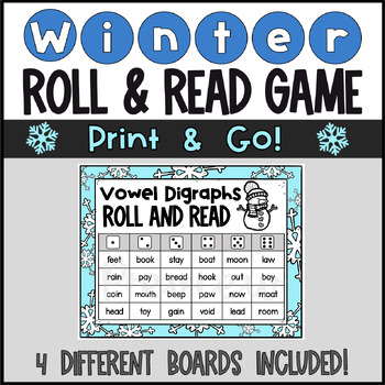 Preview of Winter Phonics Roll and Read Game Vowel Digraph