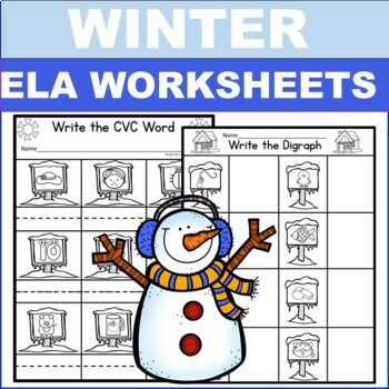 Preview of Winter Phonics Worksheets January CVC Words Digraphs Syllables Punctuation