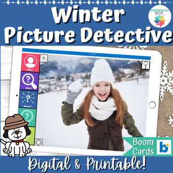 Preview of Winter Photos Answering Questions Picture Detective Boom Cards™ Speech Therapy