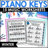 Winter Piano Keys Worksheets - White & Black Keys, Sharps 