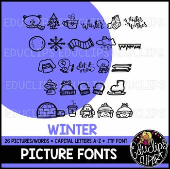 Preview of Winter Picture Font {Educlips Clipart}