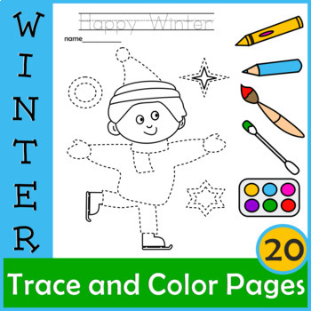Preview of Winter Picture Tracing Worksheets | Pre-writing Skills | Editable