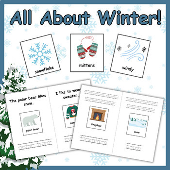 Preview of Winter Picture Vocabulary Cards, Book, and Writing Practice - Autism and ESL