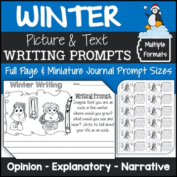 Preview of Winter Picture Writing Prompts (Opinion, Explanatory, Narrative)