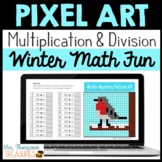 Winter Pixel Art Math Mystery Pictures  - 2 & 3 Digit Mult
