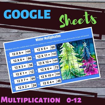 Preview of Winter Pixel Art Math Mystery Pictures - Multiplication 1-12
