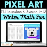 Winter Pixel Art Math Mystery Pictures  - Multiplication &