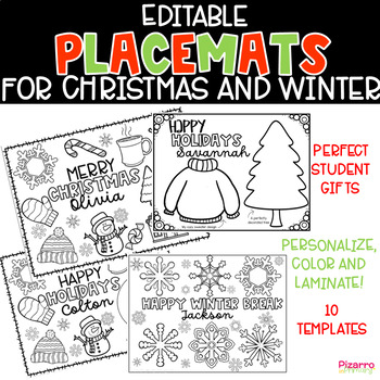 Preview of Winter Placemat, Christmas Placemat, Student Gift, Christmas Gift, Teacher Gift