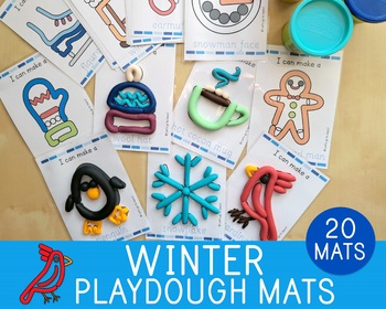 Preview of Winter Playdough Mats, 20 Cards, Play Doh Activity, Fine Motor Skills, Centers