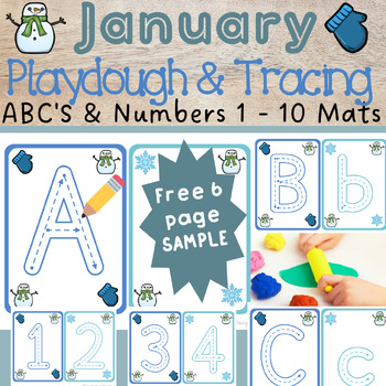 Preview of Winter Playdough & Tracing Mats - Numbers 1-10 + 6 Sample Alphabet Pages