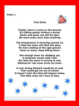 Winter Poems and Questions Printables Poetry for Kids Activities by ...