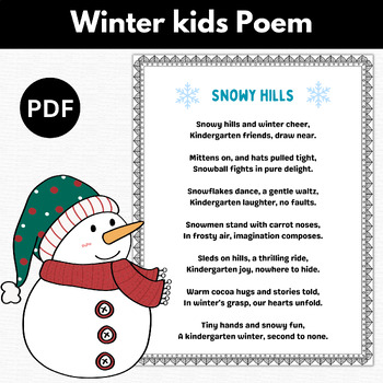 Winter Poems for Kindergarten Kids / Snowy Hills Poem / Winter Poetry kids