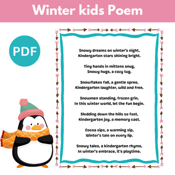 Winter Poems for Kindergarten Kids / Snowy Laughter Poem / Winter ...
